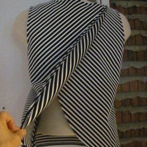 Banana Republic Split Open Back Striped Black White Tank Top M Medium